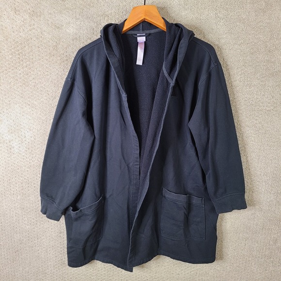 Savage X Fenty Tops - Savage X Fenty Robe Womens XS Black Hooded Lounge Open‎ Front Hoodie (No Belt)